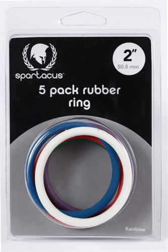 Rubber Cock Ring 5 Pack - 2" - Rainbow