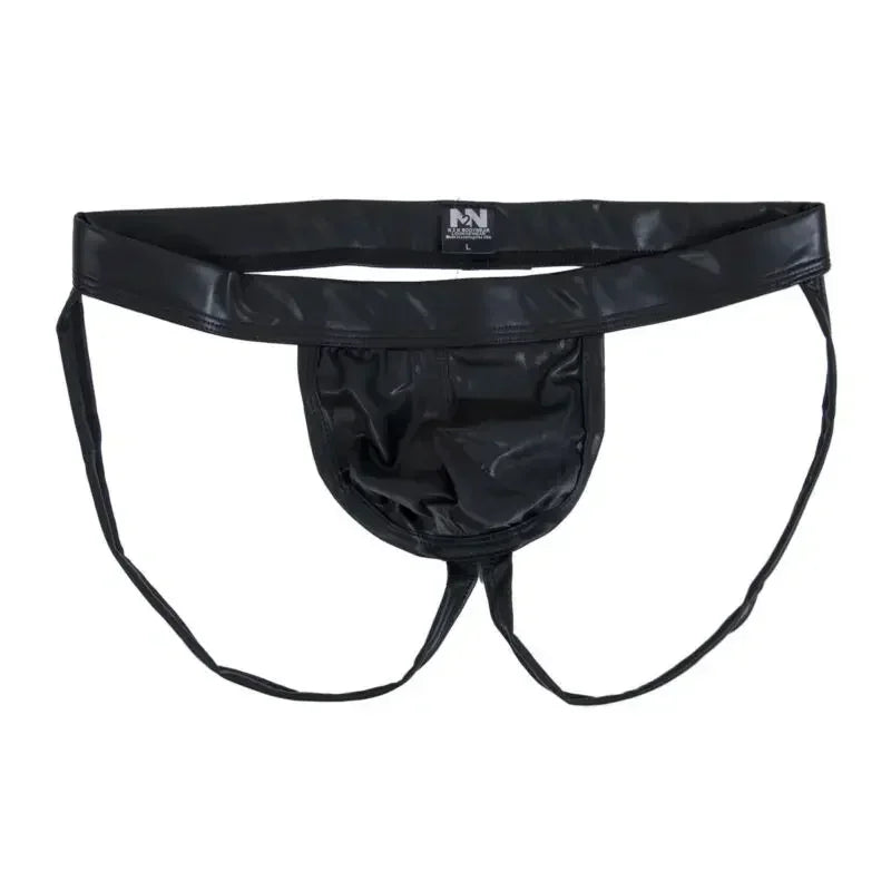 PU Faux Leather Underwear Men's Jockstrap Gay Erotic Panties Sexy