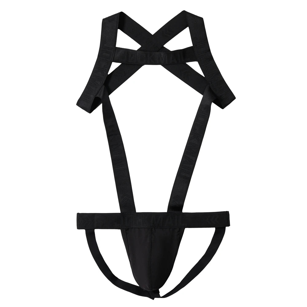 Men's Sexy Nylon Jockstrap Underwear Bodysuit  Suspender Jumpsuits Man