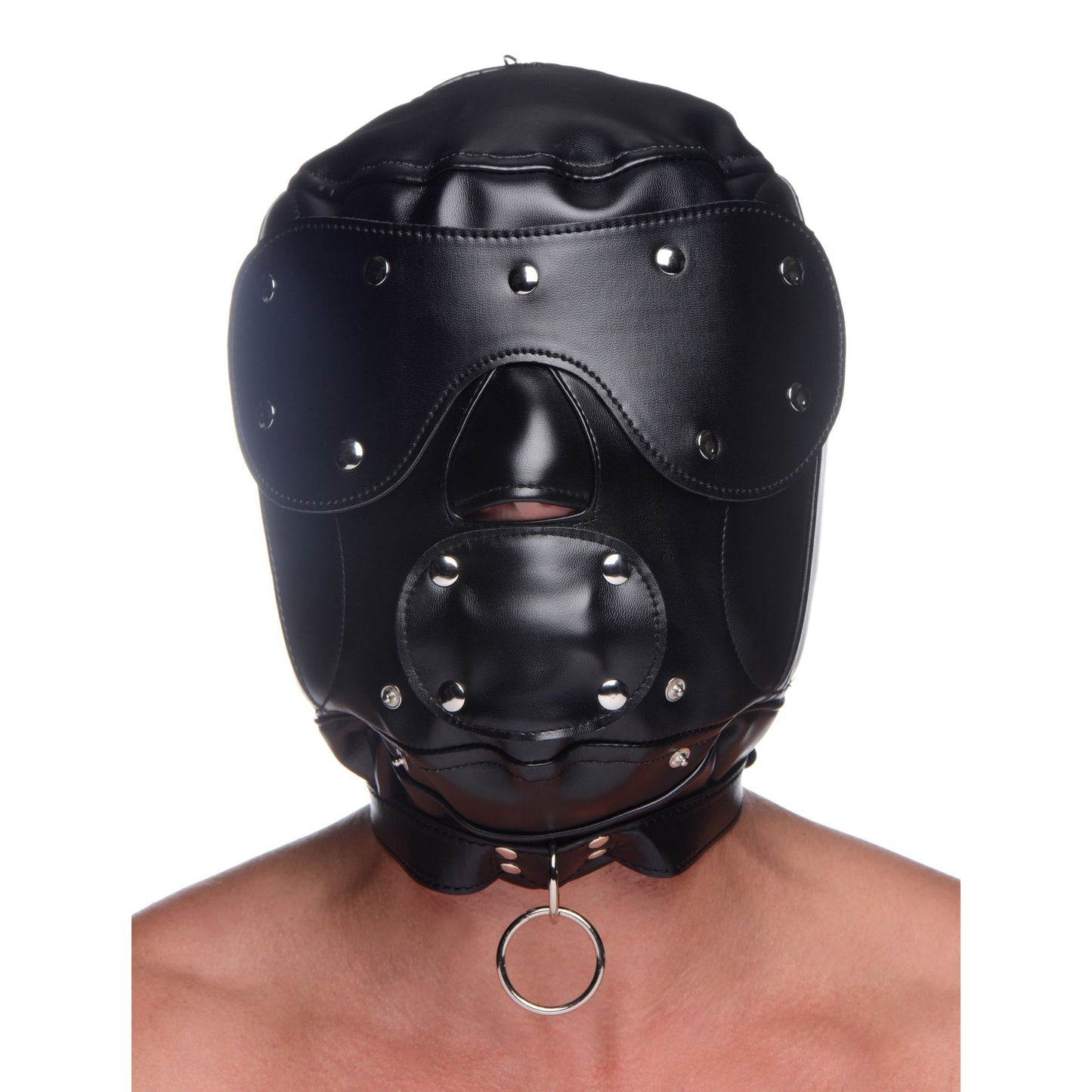 Muzzled Universal BDSM Hood with Removable Muzzle