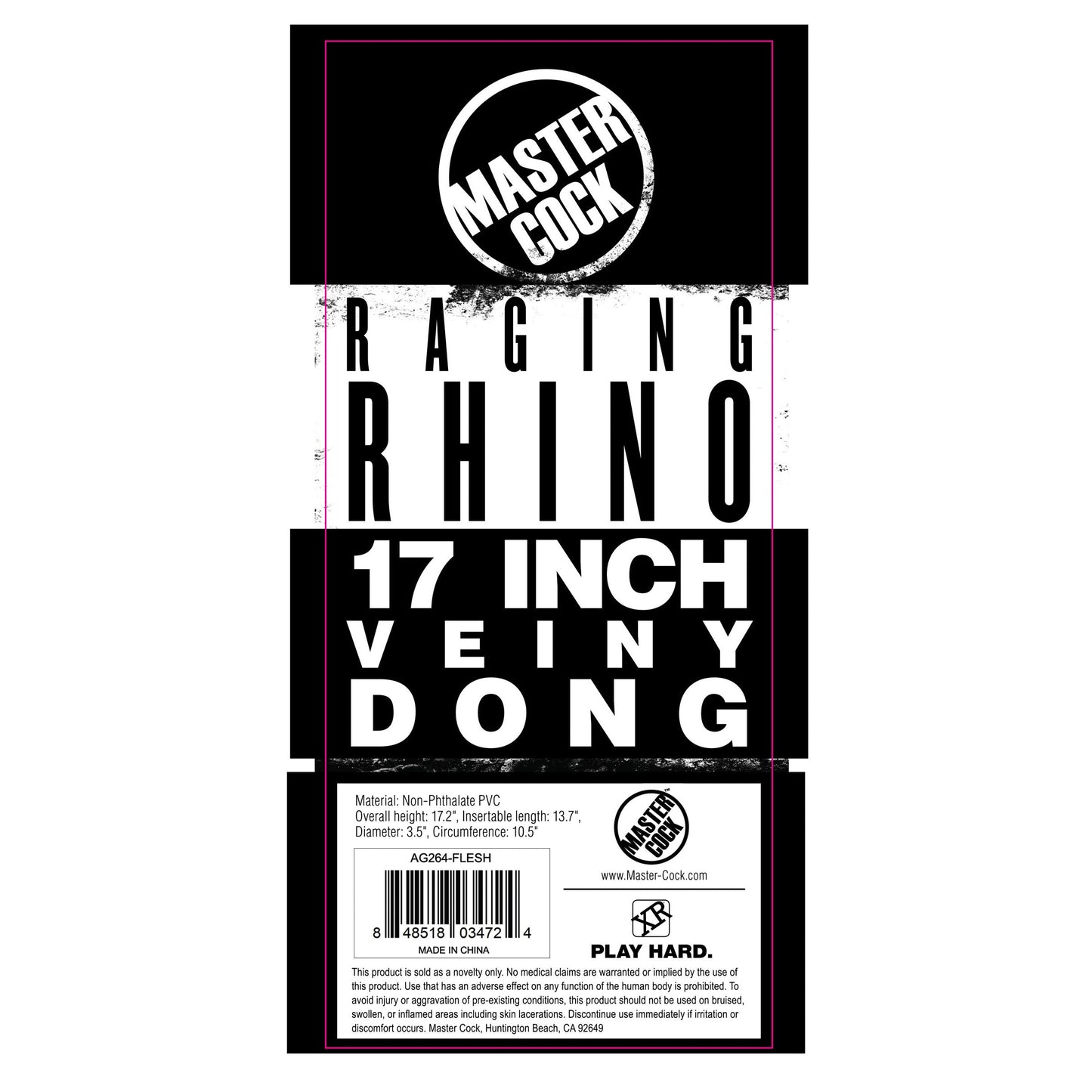 Raging Rhino 17 Inch Veiny Dildo - Light