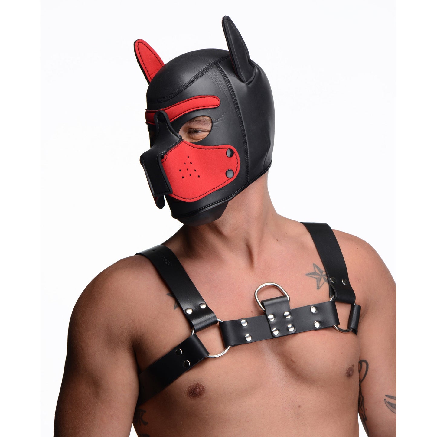 Spike Neoprene Puppy Hood - Red