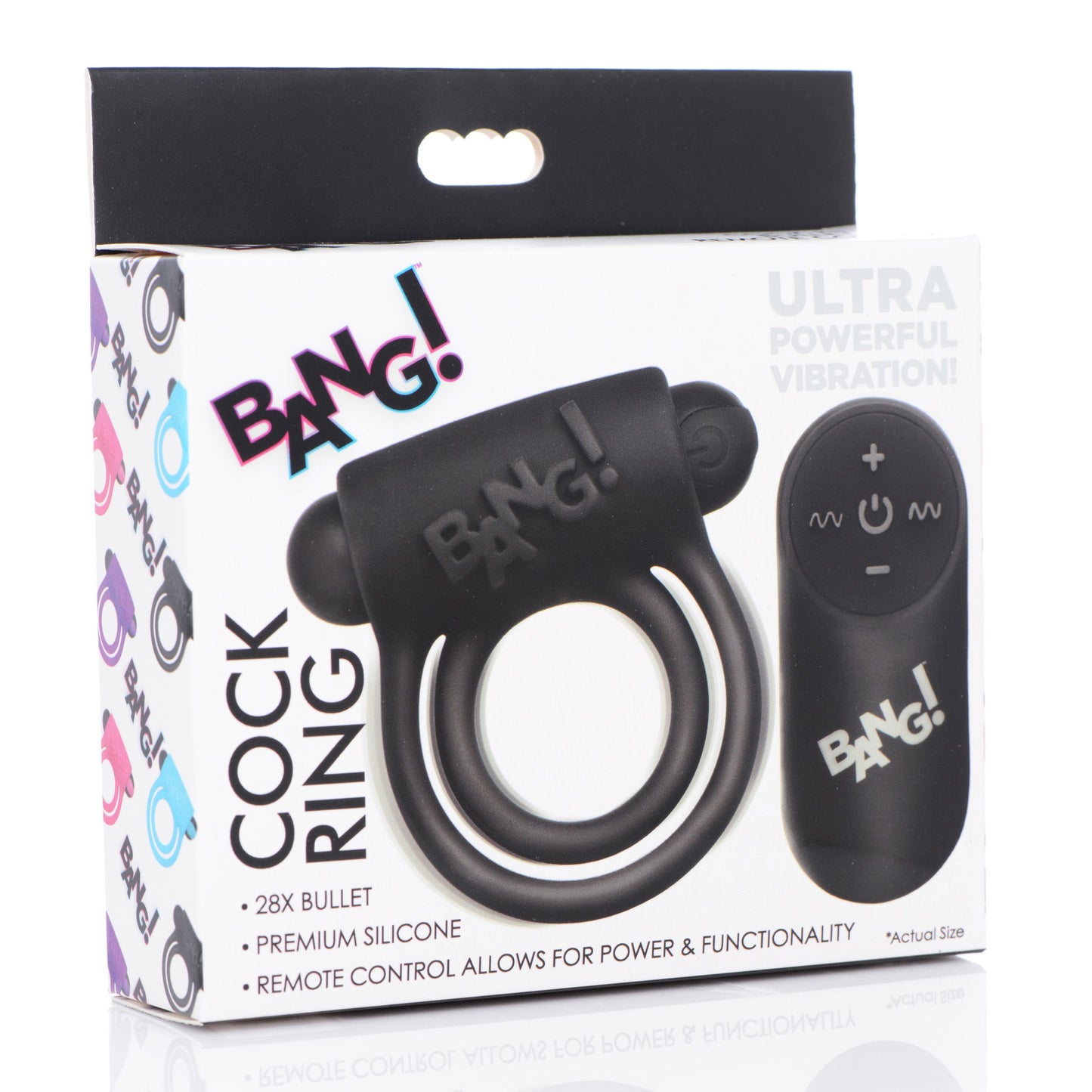 28X Remote Control Vibrating Cock Ring & Bullet - Black