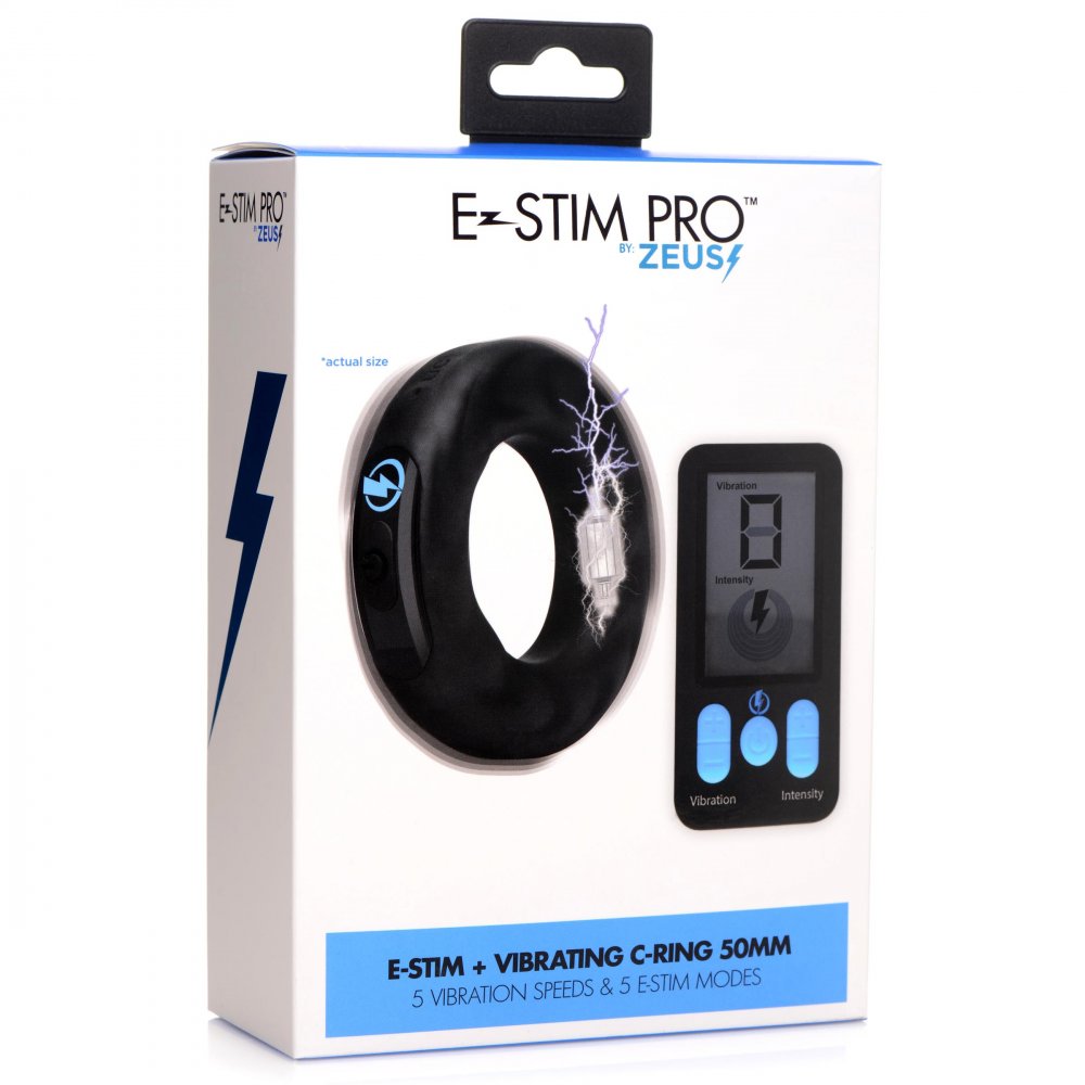 Vibrating & E-Stim Silicone Cock Ring w- RC 50mm