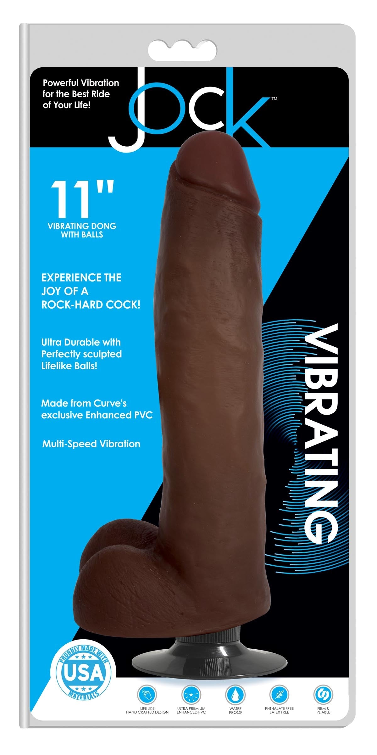 11 Inch Vibrating Dildo with Balls - Dark